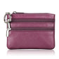 Genuine Leather Double Zipper Key Coin Purse