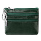 Genuine Leather Double Zipper Key Coin Purse