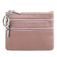 Genuine Leather Double Zipper Key Coin Purse