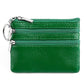 Genuine Leather Double Zipper Key Coin Purse