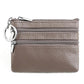 Genuine Leather Double Zipper Key Coin Purse