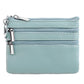 Genuine Leather Double Zipper Key Coin Purse