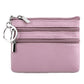 Genuine Leather Double Zipper Key Coin Purse