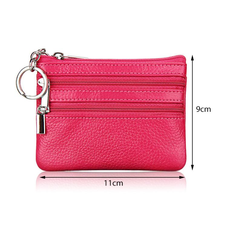 Genuine Leather Double Zipper Key Coin Purse