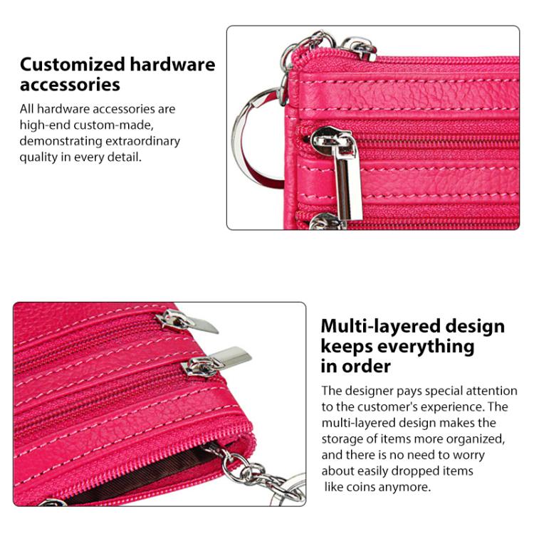 Genuine Leather Double Zipper Key Coin Purse