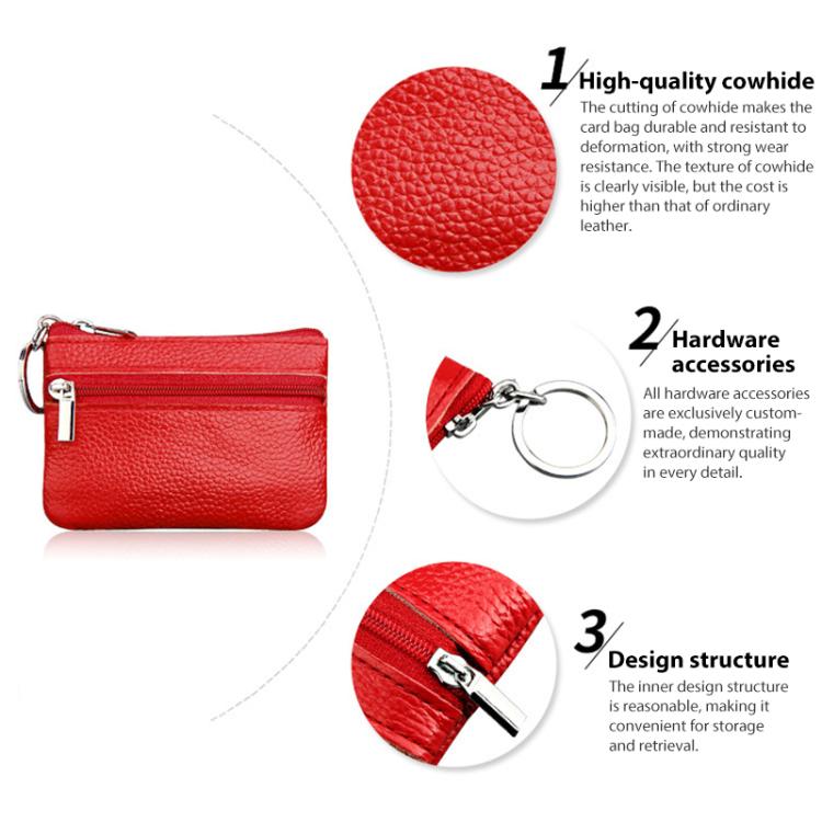 Genuine Leather Zipper Key Coin Purse
