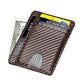 RFID anti-theft card bag wallet, brown with woven texture and cards inside
