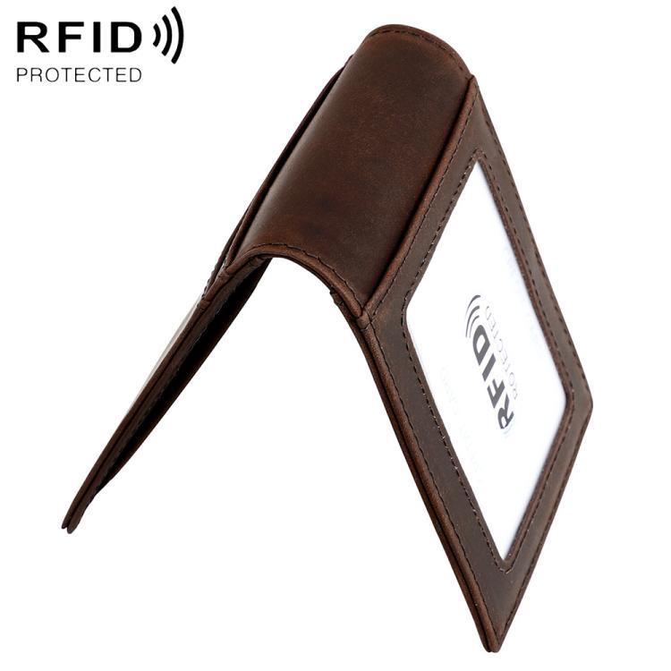 Retro Crazy Horse Leather RFID Anti-theft Card Bag