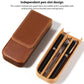 Crazy Horse Leather Magnetic Drawer Style Three Pieces Pencil Case