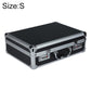 Aluminum key lock storage case, S size, black metal frame with latch and handle