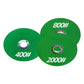 Green grinding polishing discs with 400#, 800#, and 2000# grit markings