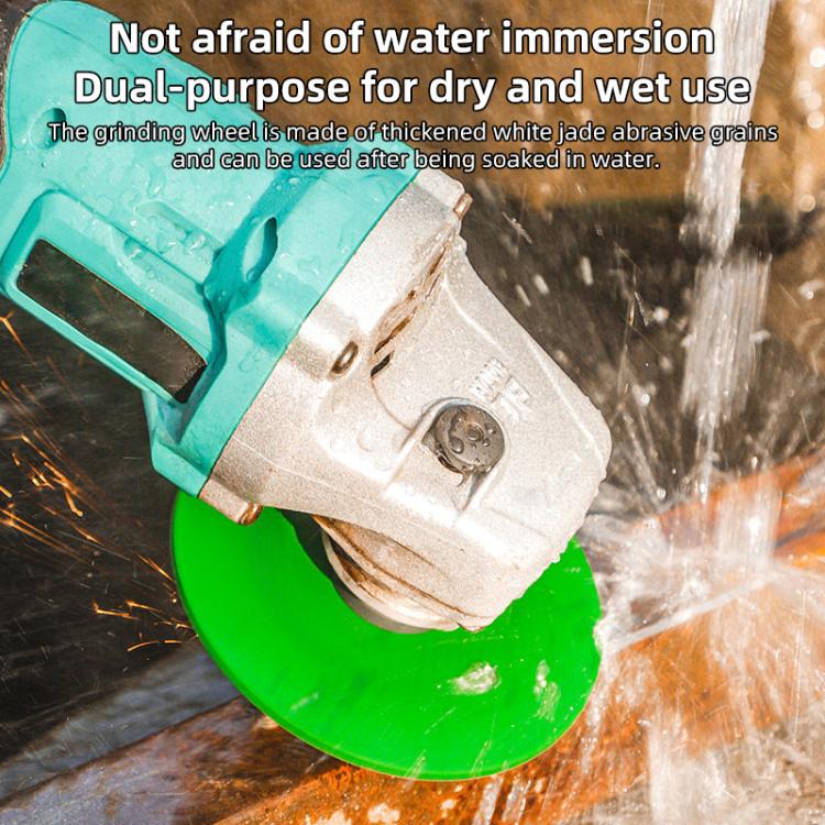Green grinding disc with center mounting hole for angle grinder