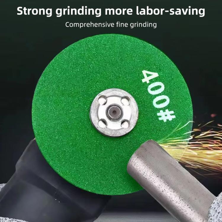Green grinding disc with 400# grit marking and center mounting hole