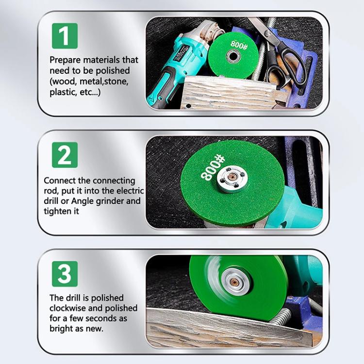 Green grinding disc with 800# grit marking and center mounting hole