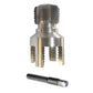Integrated thread cutting tool with silver metal head and internal thread cutting grooves, with handle