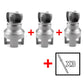 Set of three integrated thread cutting tools with silver metal cutting heads and bases