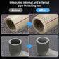 Integrated internal and external pipe threading tool with threaded pipe opening
