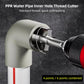 PPR water pipe inner thread cutter attaching to a pipe elbow with tapered spinning bit