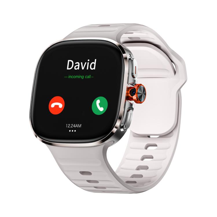 LOKMAT APPLLP 6 Max smartwatch with a white strap and silver-tone case