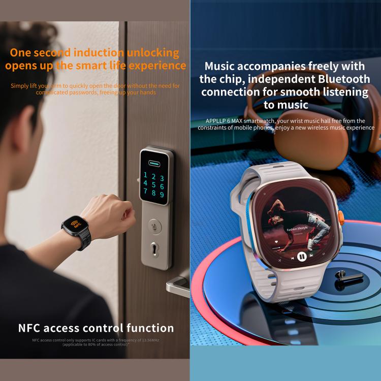 LOKMAT APPLLP 6 Max smartwatch with white strap, music player display and orange side button