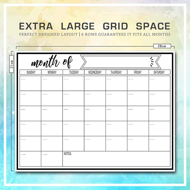 Monthly Plan Magnetic Refrigerator Message Board, 21x28cm, 42x29.7cm