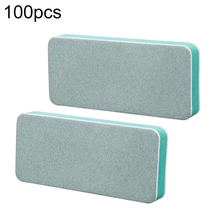 Double-sided polishing sanding blocks, gray faces with teal edges (2 shown, 100 pcs pack)