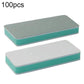 Double-sided polishing blocks, one gray and one white face with teal edges