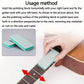Double-sided polishing block with gray abrasive surface and teal edge, held for guitar polishing