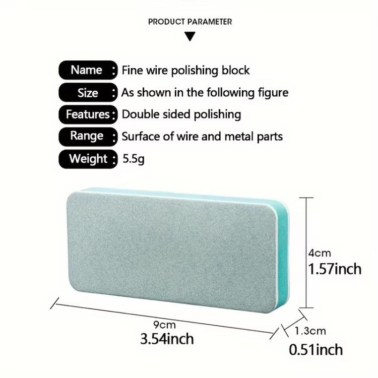 Double-sided wire polishing block, gray abrasive pad with teal border; 100 pcs pack