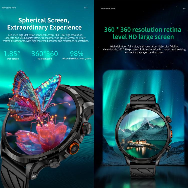 LOKMAT APPLLP 8 Pro 4G Smart Watch, 1.85 inch SC8541E Quad Core, 3GB+32GB, Android 8.1, GPS, Heart Rate