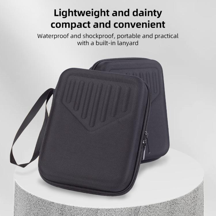 Portable kalimba bag with zip front and built-in strap, dark compact hard shell