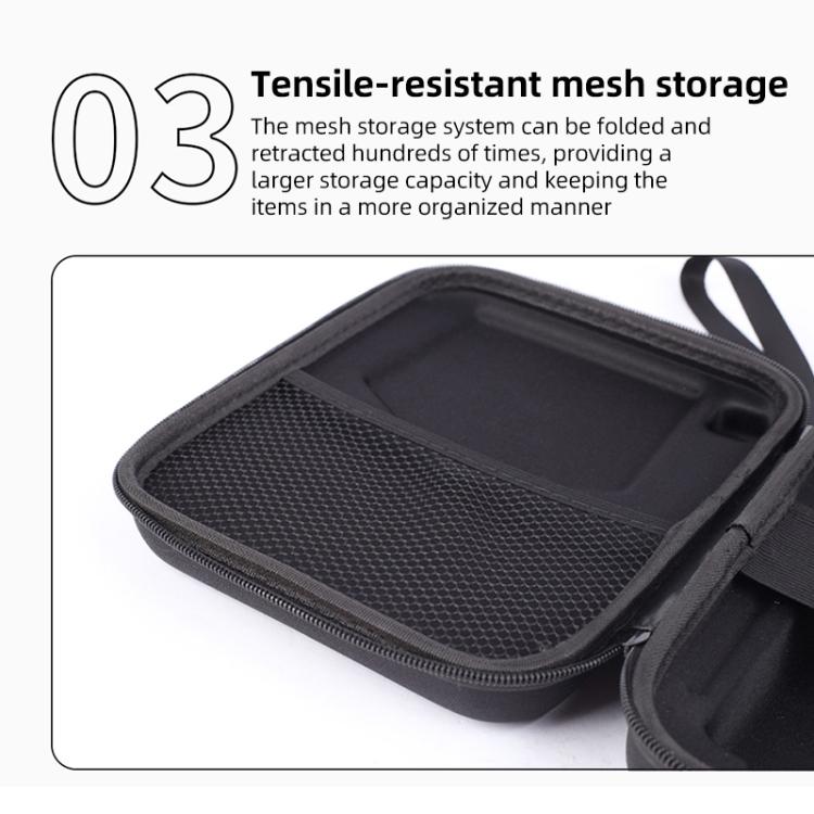Kalimba bag with tensile mesh storage panel inside, open case with zip edge