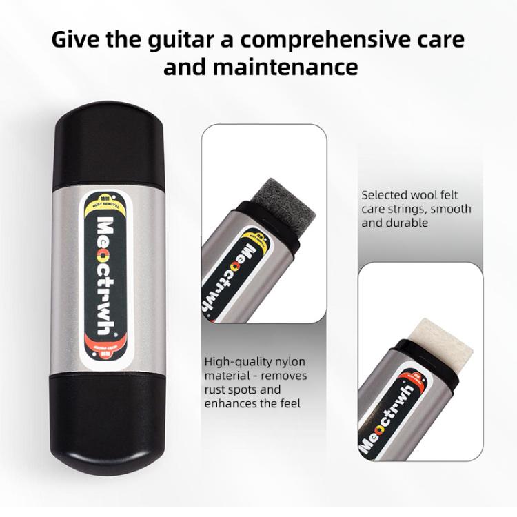 Guitar string derusting brush pen with textured foam/nylon brush tip for rust spots