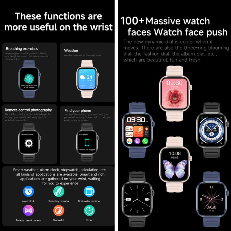 QS12 smartwatches displaying sports, utility, butterfly, and analog watch faces