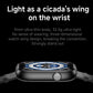QS12 smartwatch shown in profile, highlighting its slim black case and side crown