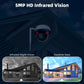 Outdoor dome security camera showing infrared night vision and daytime view panels