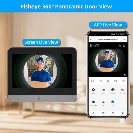 RH-PD7 4.3 inch HD Screen 360 Degree Panoramic Peephole 2.4G Wireless WiFi Video Doorbell, RH-PD7