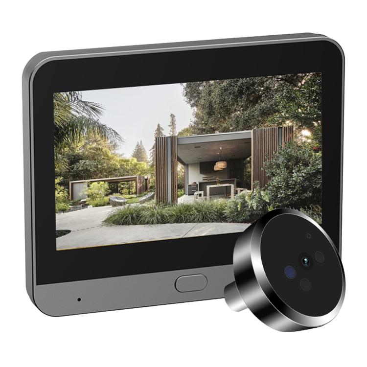 RH-PD9 video doorbell with 4.3-inch HD screen and round camera module, dark gray