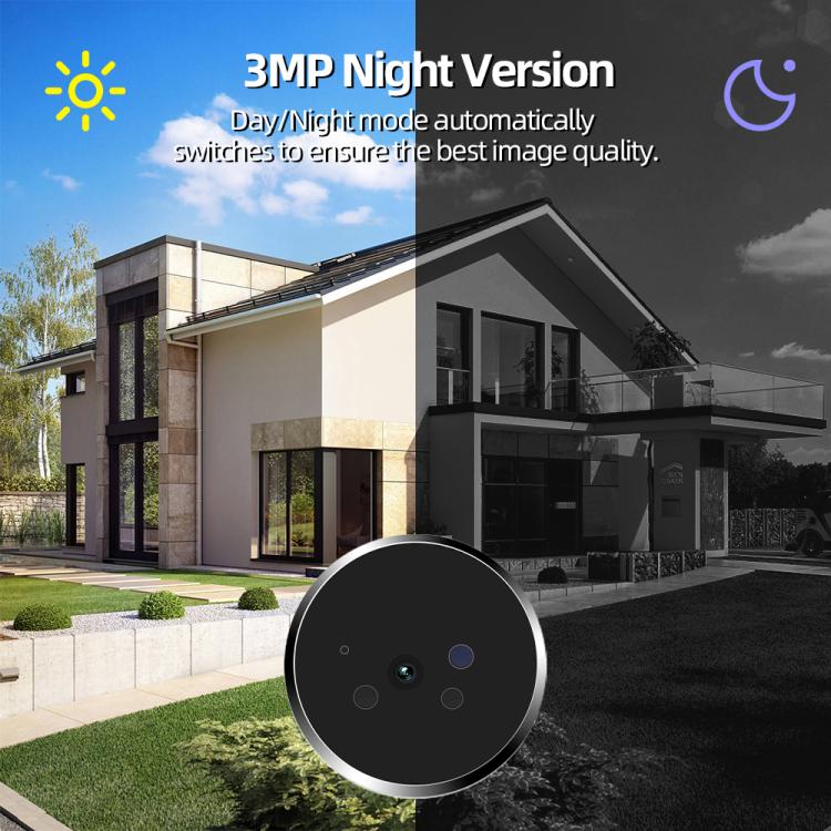 RH-PD9 video doorbell with round camera and screen, designed for day/night monitoring