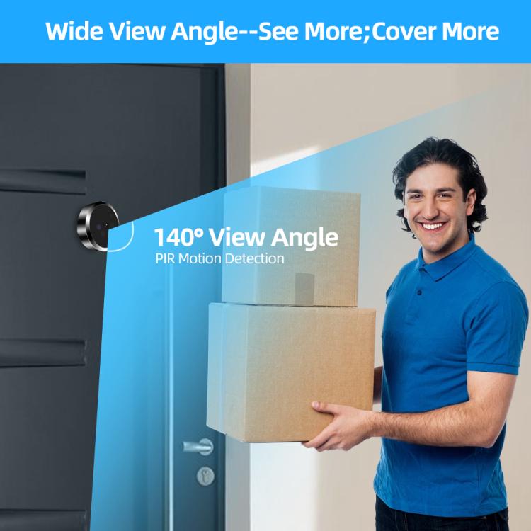 RH-PD9 video doorbell system with wide-view camera and screen, mounted near an entry door