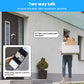 Smart WiFi video doorbell monitor showing live visitor and two-way talk
