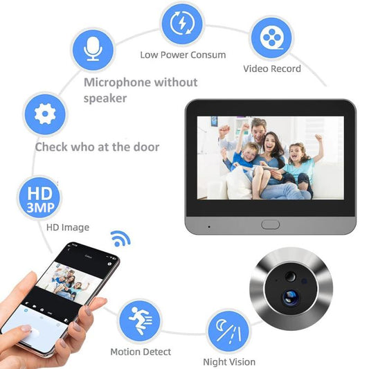 RH-PD10-I 4.3 inch HD Screen Motion Detection Smart WiFi Video Doorbell, RH-PD10-I