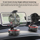 Car phone holder with adjustable cradle, black circular magnet mount on dashboard