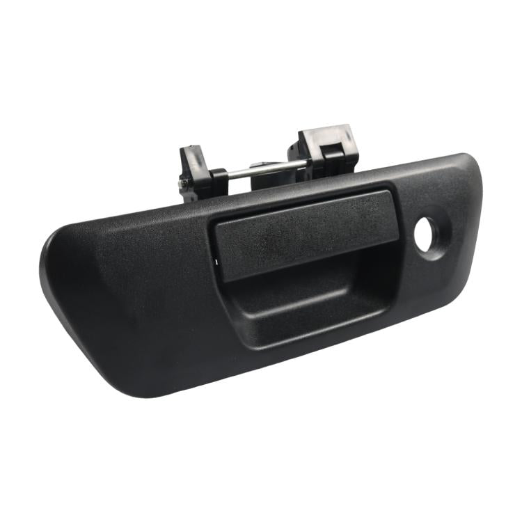 Black rear door handle with round mounting hole and rectangular recess