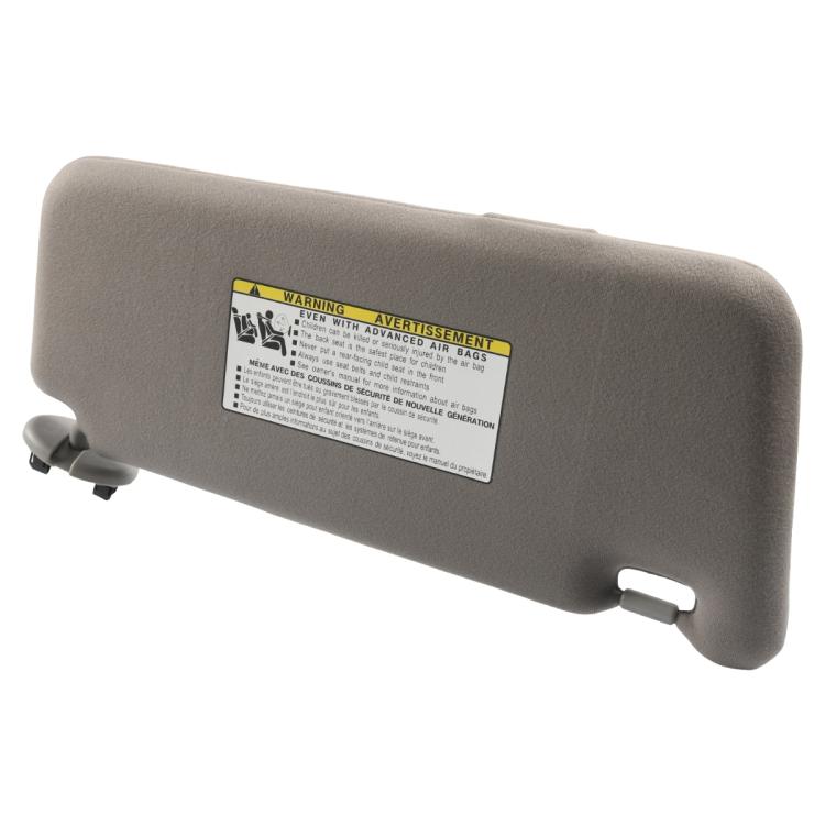 Left car sun visor for Toyota Camry, gray with safety warning label on the back