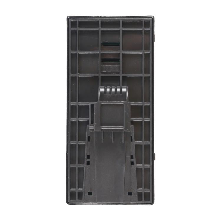 Plastic power window switch housing base with connector pins, open back