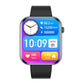 Smartwatch with black band and colorful display showing time and health metrics