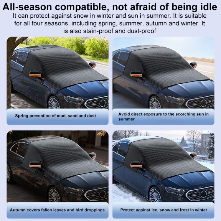 Black magnetic car windshield cover with orange accents for front window