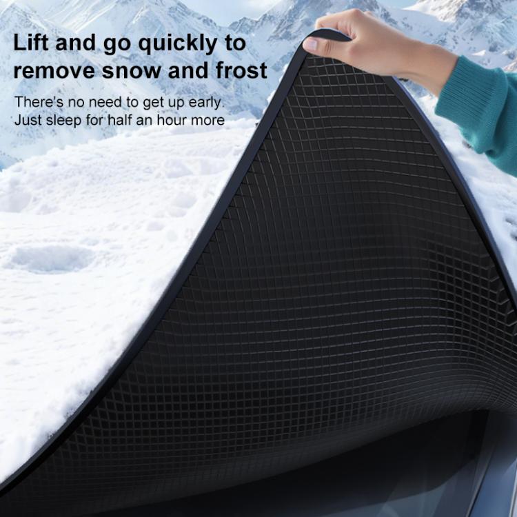 Black textured windshield snow cover with edge for quick lift removal