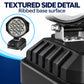 Black LED work light showing ribbed base texture and round multi-LED head.